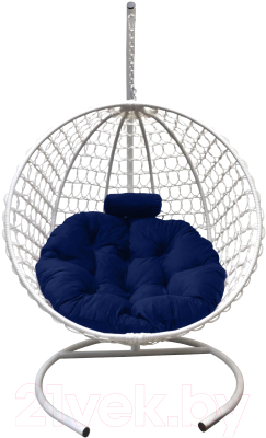 Кресло подвесное Craftmebelby Кокон Круглый Премиум (белый/синий)