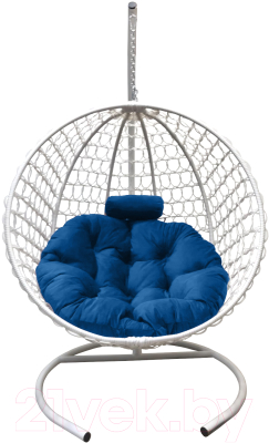 Кресло подвесное Craftmebelby Кокон Круглый Премиум (белый/голубой)