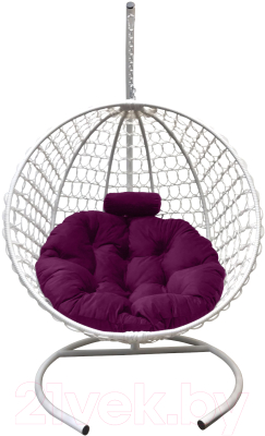 Кресло подвесное Craftmebelby Кокон Круглый Премиум (белый/фиолетовый)