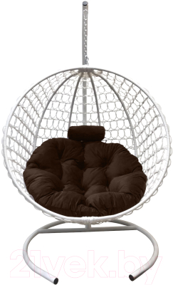 Кресло подвесное Craftmebelby Кокон Круглый Премиум (белый/коричневый)