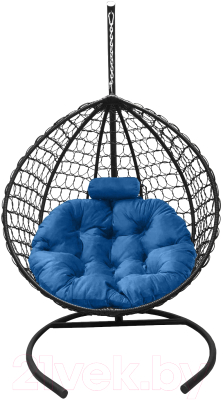 Кресло подвесное Craftmebelby Кокон Капля Премиум (черный/голубой)