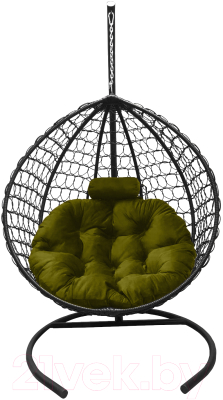 Кресло подвесное Craftmebelby Кокон Капля Премиум (черный/зеленый)