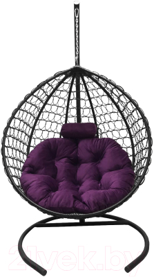 Кресло подвесное Craftmebelby Кокон Капля Премиум (черный/фиолетовый)