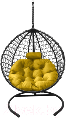 Кресло подвесное Craftmebelby Кокон Капля Премиум (черный/желтый)