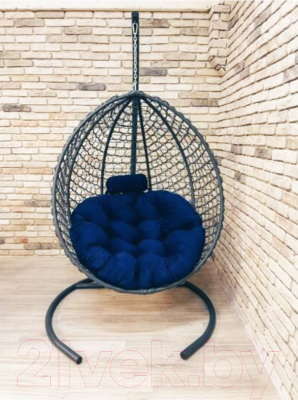 Кресло подвесное Craftmebelby Кокон Капля Премиум (черный/синий)