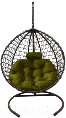 Кресло подвесное Craftmebelby Кокон Капля Премиум (коричневый/зеленый)