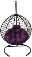 Кресло подвесное Craftmebelby Кокон Капля Премиум (коричневый/фиолетовый) - 