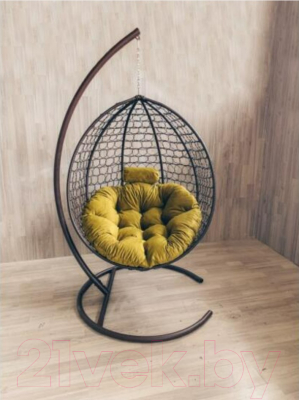 Кресло подвесное Craftmebelby Кокон Капля Премиум (коричневый/желтый)