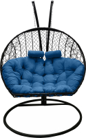 Кресло подвесное Craftmebelby Кокон Двойной (черный/голубой) - 