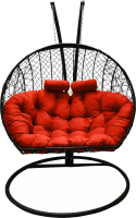 Кресло подвесное Craftmebelby Кокон Двойной (черный/коралловый) - 
