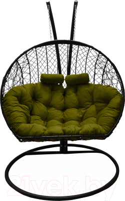 Кресло подвесное Craftmebelby Кокон Двойной (черный/зеленый)