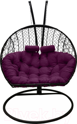 Кресло подвесное Craftmebelby Кокон Двойной (черный/фиолетовый)