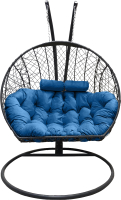 Кресло подвесное Craftmebelby Кокон Двойной (графит/голубой) - 