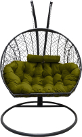 Кресло подвесное Craftmebelby Кокон Двойной (графит/зеленый) - 