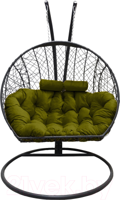 Кресло подвесное Craftmebelby Кокон Двойной (графит/зеленый)