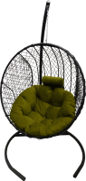 Кресло подвесное Craftmebelby Кокон Круглый стандарт (черный/зеленый) - 