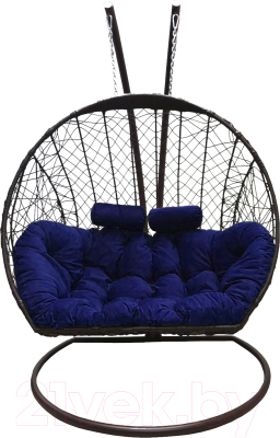 Кресло подвесное Craftmebelby Кокон Двойной (коричневый/синий)