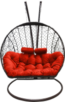 Кресло подвесное Craftmebelby Кокон Двойной (коричневый/коралловый) - 