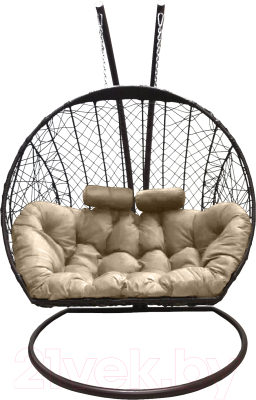 Кресло подвесное Craftmebelby Кокон Двойной (коричневый/бежевый)