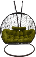 Кресло подвесное Craftmebelby Кокон Двойной (коричневый/зеленый) - 