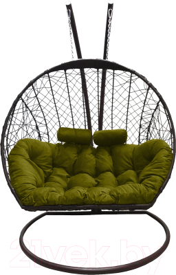 Кресло подвесное Craftmebelby Кокон Двойной (коричневый/зеленый)