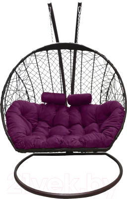 Кресло подвесное Craftmebelby Кокон Двойной (коричневый/фиолетовый)