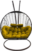 Кресло подвесное Craftmebelby Кокон Двойной (коричневый/желтый) - 