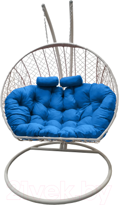 Кресло подвесное Craftmebelby Кокон Двойной (белый/голубой)