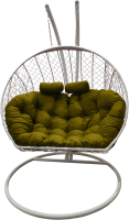 Кресло подвесное Craftmebelby Кокон Двойной (белый/зеленый) - 