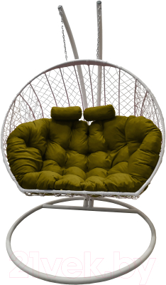 Кресло подвесное Craftmebelby Кокон Двойной (белый/зеленый)