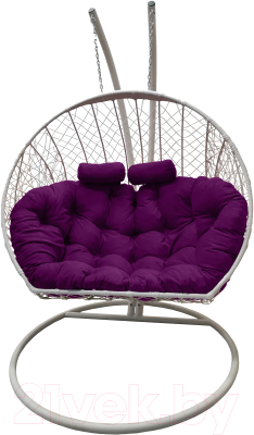 Кресло подвесное Craftmebelby Кокон Двойной (белый/фиолетовый)