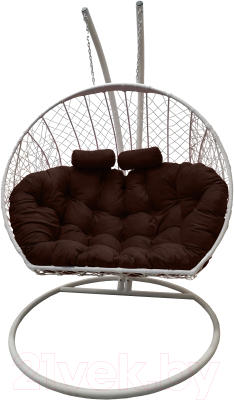 Кресло подвесное Craftmebelby Кокон Двойной (белый/коричневый)