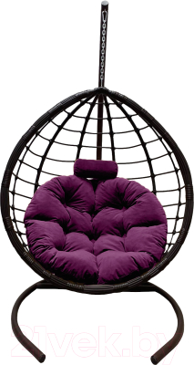 Кресло подвесное Craftmebelby Кокон Капля Сфера (черный/фиолетовый)