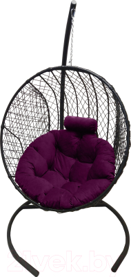 Кресло подвесное Craftmebelby Кокон Круглый стандарт (графит/фиолетовый)