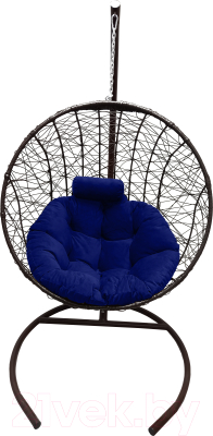 Кресло подвесное Craftmebelby Кокон Круглый стандарт (коричневый/синий)
