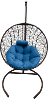 Кресло подвесное Craftmebelby Кокон Круглый стандарт (коричневый/голубой) - 