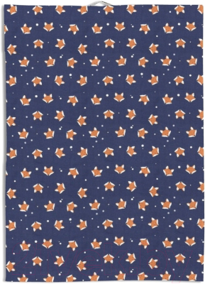Набор полотенец Лен наш Лисы на синем фоне 18-66/4 198121 (47x61, синий/оранжевый)
