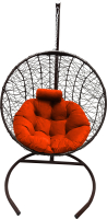 Кресло подвесное Craftmebelby Кокон Круглый стандарт (коричневый/коралловый) - 