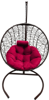 Кресло подвесное Craftmebelby Кокон Круглый стандарт (коричневый/алый) - 