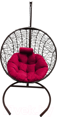 Кресло подвесное Craftmebelby Кокон Круглый стандарт (коричневый/алый)