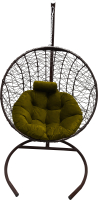 Кресло подвесное Craftmebelby Кокон Круглый стандарт (коричневый/зеленый) - 