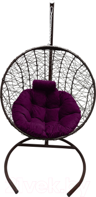 Кресло подвесное Craftmebelby Кокон Круглый стандарт (коричневый/фиолетовый)