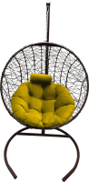 Кресло подвесное Craftmebelby Кокон Круглый стандарт (коричневый/желтый) - 