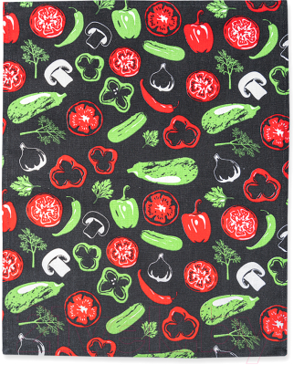 Полотенце Лен наш Овощи с грибами 21-120 / 249735 (47x61, черный/красный/зеленый)