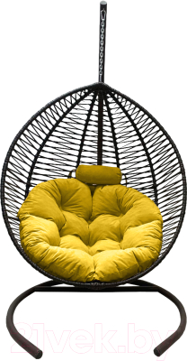 Кресло подвесное Craftmebelby Кокон Капля Зигзаг (черный/желтый)
