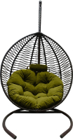 Кресло подвесное Craftmebelby Кокон Капля Зигзаг (черный/зеленый) - 