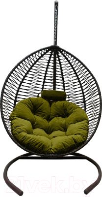 Кресло подвесное Craftmebelby Кокон Капля Зигзаг (черный/зеленый)