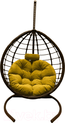 Кресло подвесное Craftmebelby Кокон Капля Сфера (коричневый/желтый)