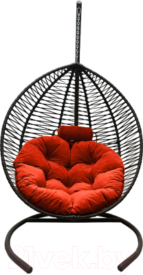 Кресло подвесное Craftmebelby Кокон Капля Зигзаг (черный/коралловый)