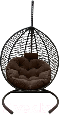 Кресло подвесное Craftmebelby Кокон Капля Зигзаг (черный/коричневый)